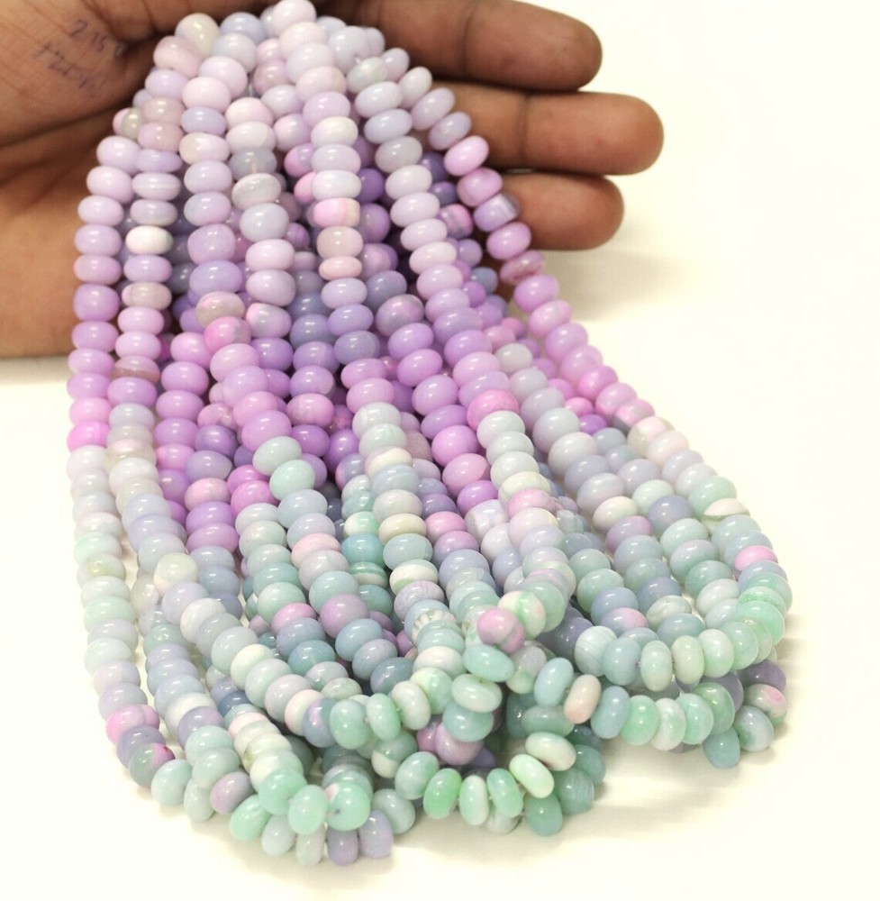 Dark Pink Green Opal Smooth Rondelle Beads 7-11mm