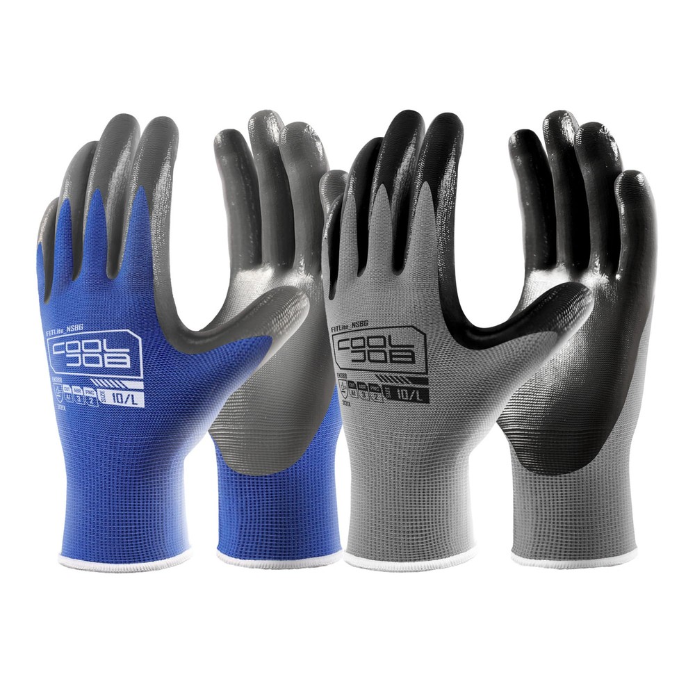 10 Pairs Grip Nitrile Work Gloves Non-Slip Rubber Coated Safety