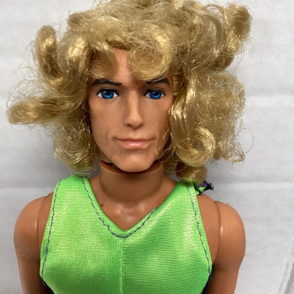 1968 Vintage Barbie Ken Doll In Green Suit, Curly Blonde Hair
