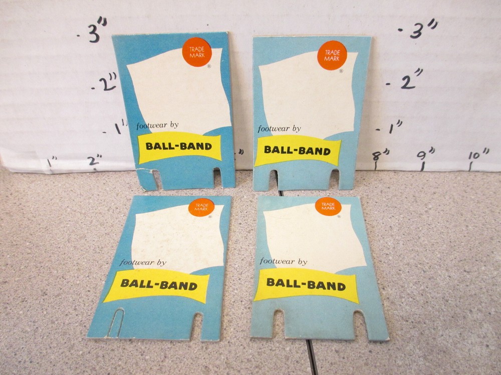 RED BALL-BAND 1950s (4) shoe box price tag insert store display sign