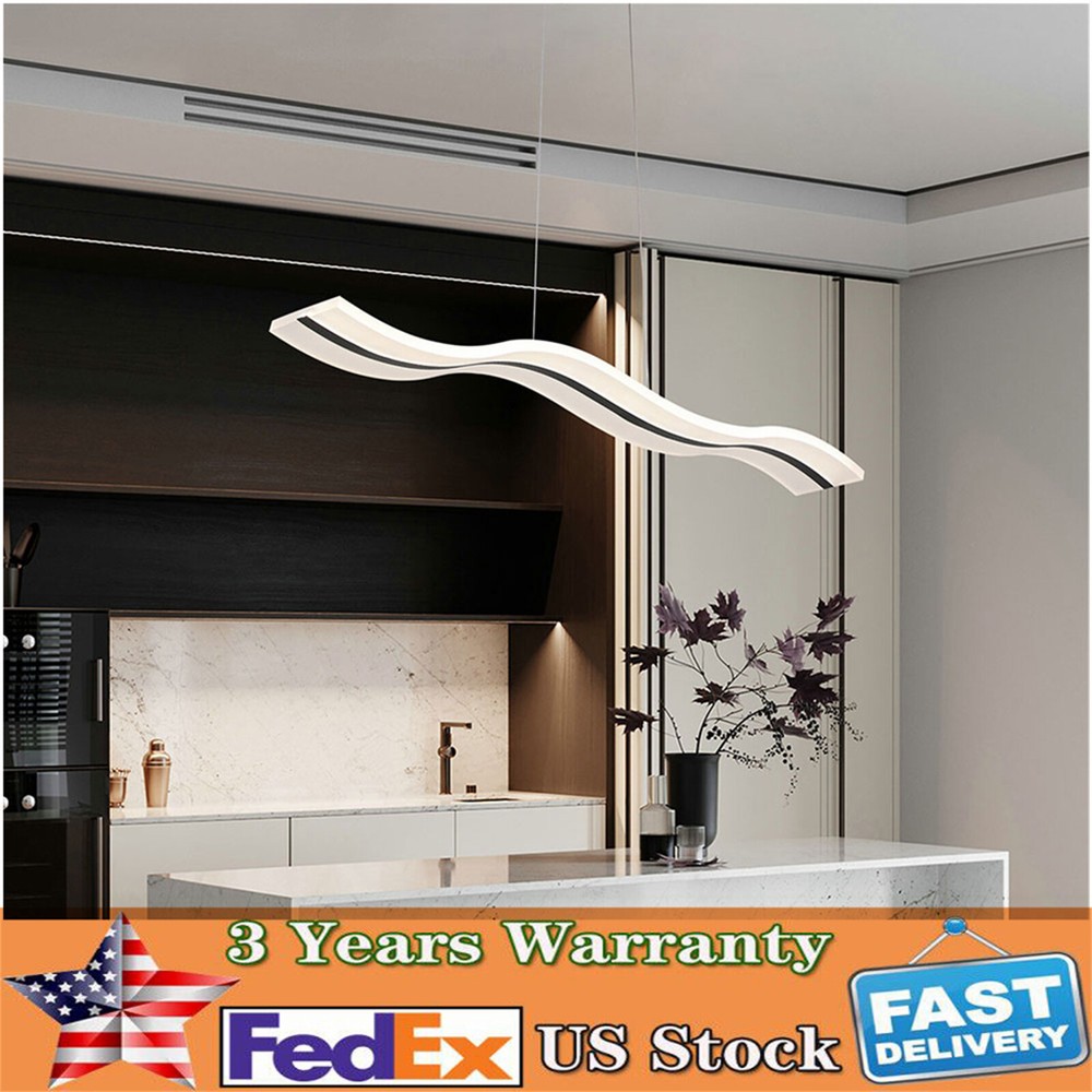 Modern Pendant Lamp LED Linear Wave Acrylic Chandelier Ceiling Light Dimmable