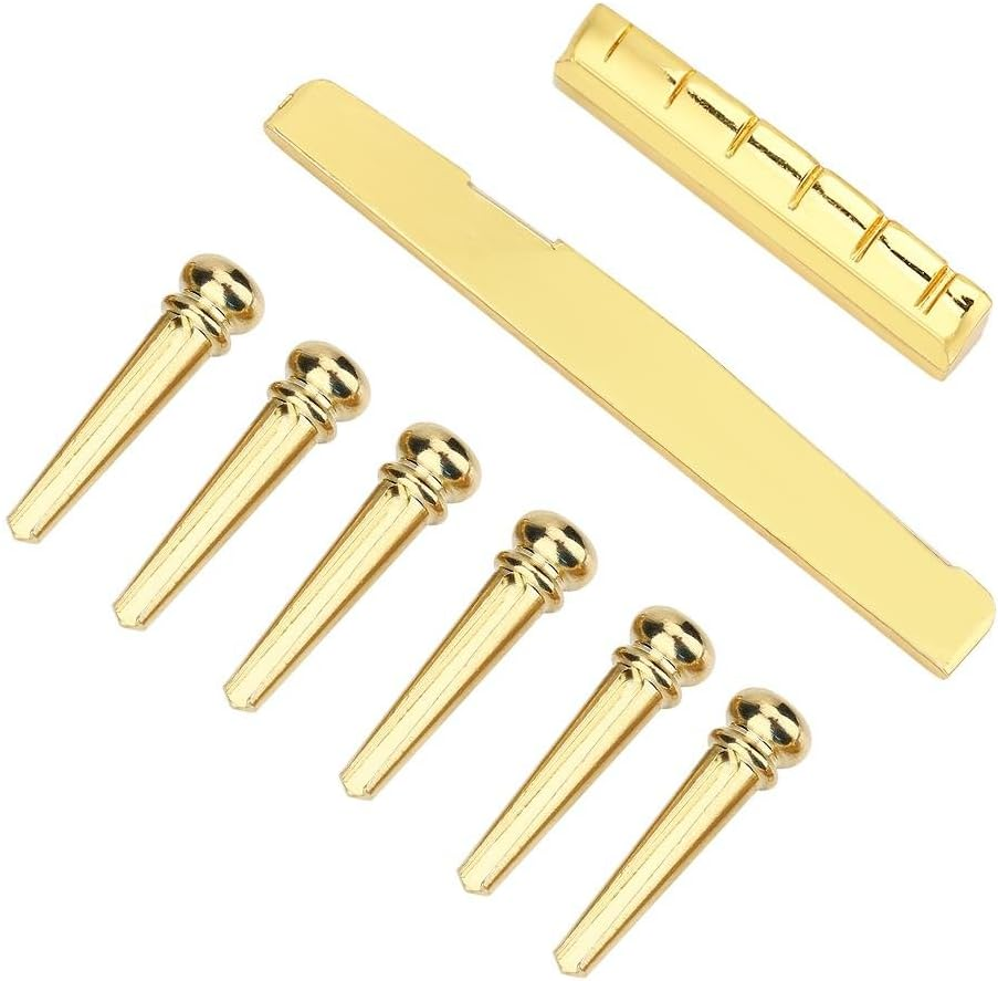 Life Brass Guitar Saddle, Brass Guitar Upper Nut Bottom Saddle Repair Accessory