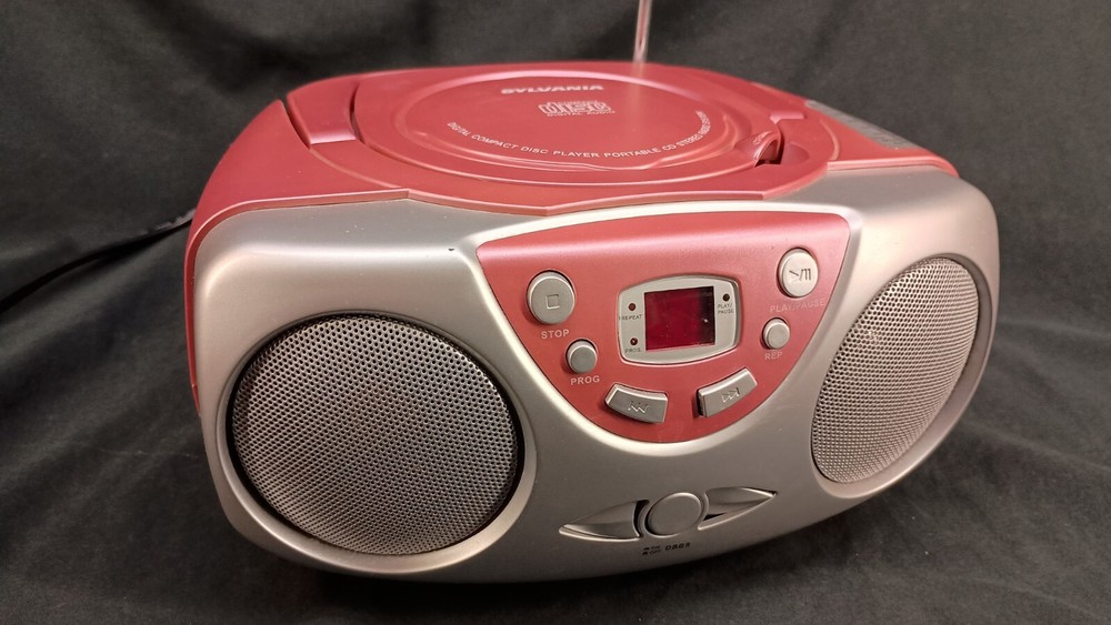 Girls Pink Sylvania SRCD243M Portable CD AM/FM Radio Player Boom Box Tested