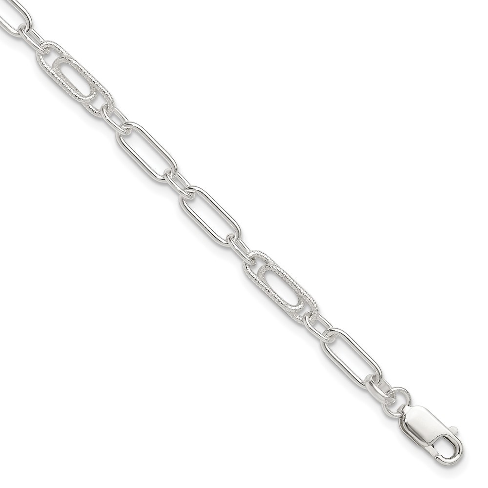 925 Sterling Silver Fancy Link Anklet 9 Inch 7 Grams Elegant Chain