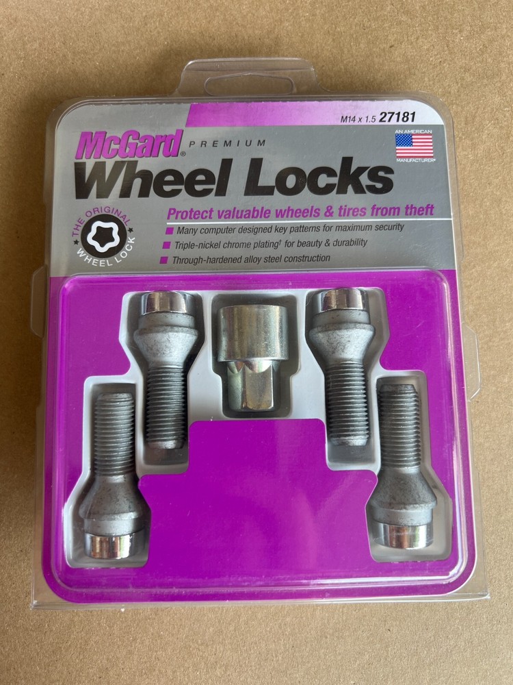 McGard 27181 4 Lug Bolt Lock Set Chrome M14 x 1.5 Pitch 52.9mm Length w/ Key