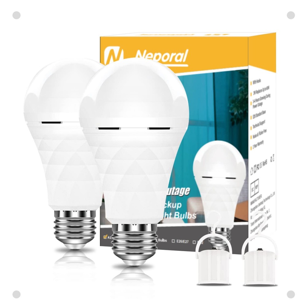 A19 Rechargeable Light Bulbs Light Bulb for Power Outages, Led Bulb 60 Watt E...