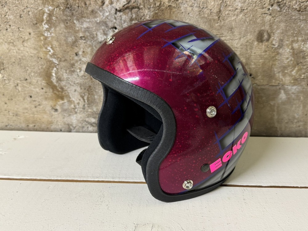 NEW Old School ECKO BMX HELMET Open Face Custom Paint Medium Echo Racing 80s 90s