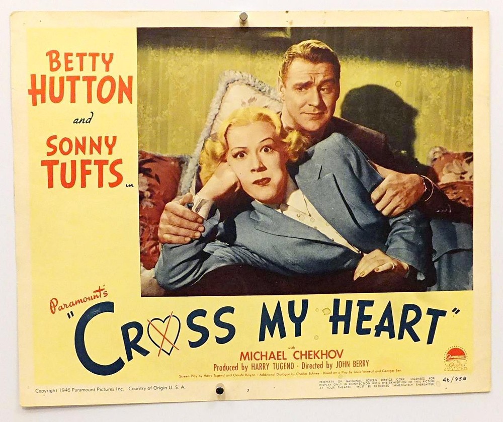 BETTY HUTTON 1946 CROSS My HEART MOVIE LOBBY CARD Original usa SONNY TUFTS 11x14