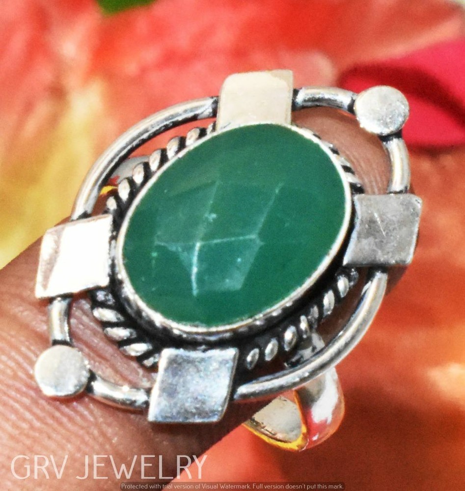 Green Onyx Gemstone Ring Handmade Jewelry Us Size 8