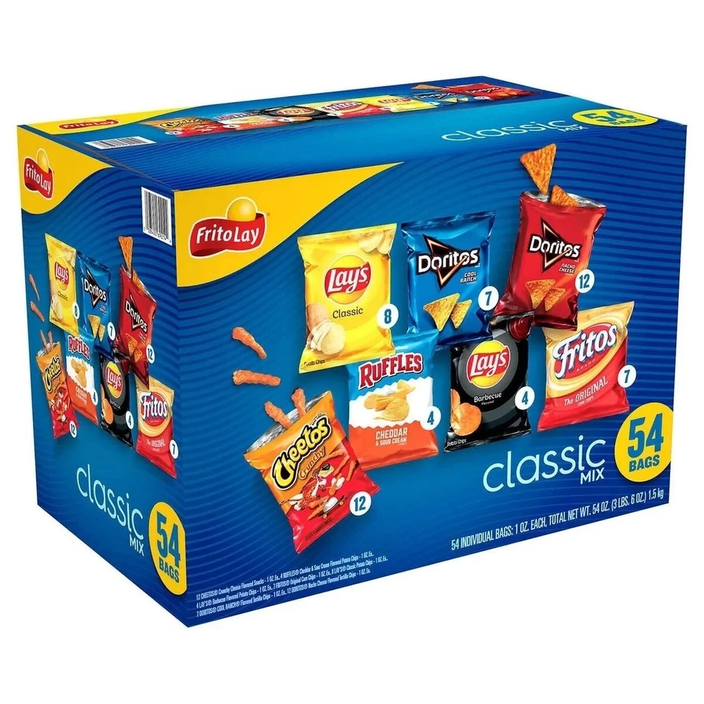 Frito Lay Classic Mix Variety Pack with 54 Snack Bags