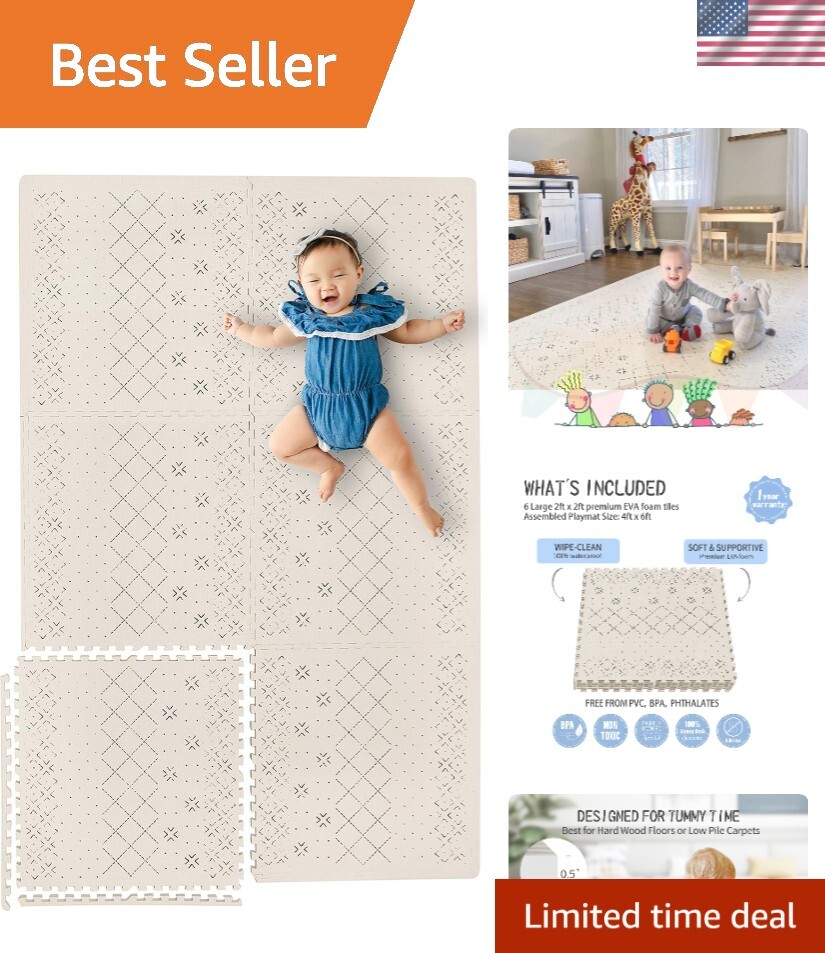 Yay Mats Stylish Extra Large Baby Play Mat. Soft, Thick, Non-Toxic Foam Cover...