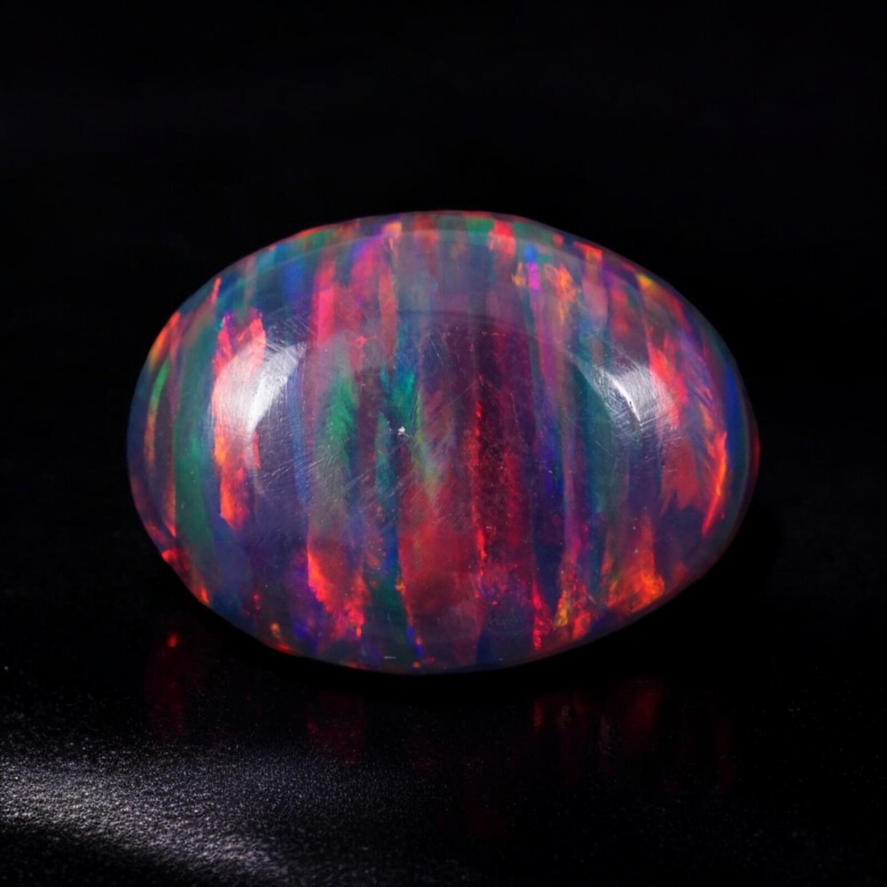 AAA+ Black Fire Opal Oval Cabochon 12x10mm 2.20ct Vivid Loose Gemstone-image