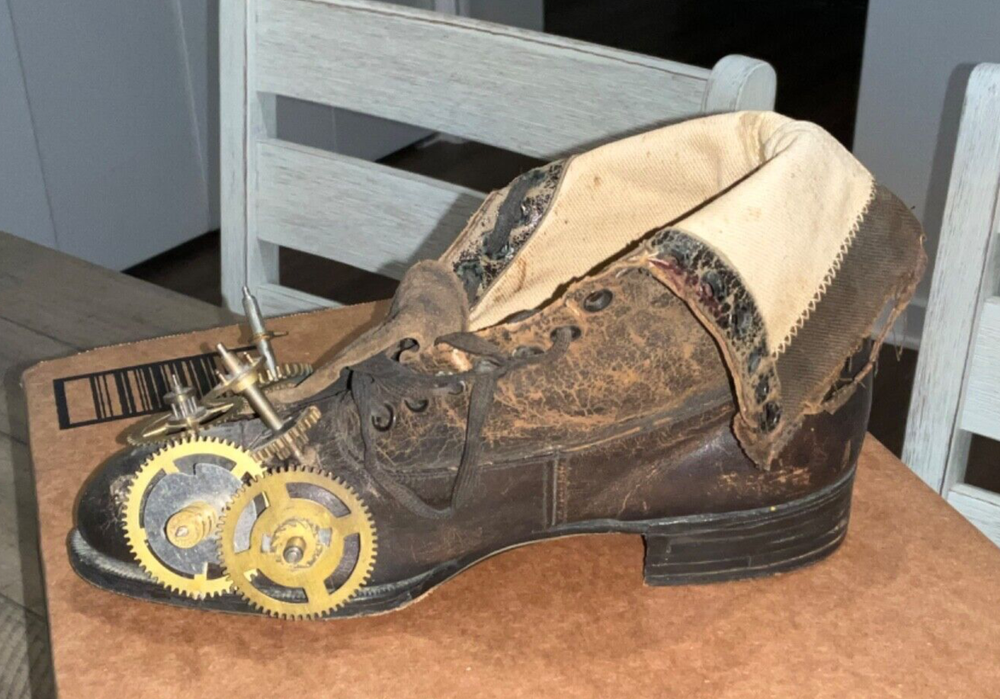 Steampunk Boot Victorian STEAMPUNK W/GEARS ART DECO  Leather, Antique OOK