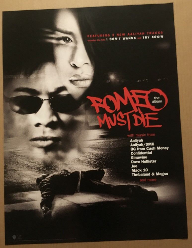 AALIYAH Very Rare 2000 PROMO POSTER for ROMEO MUST DIE CD 18x24 MINT USA-image