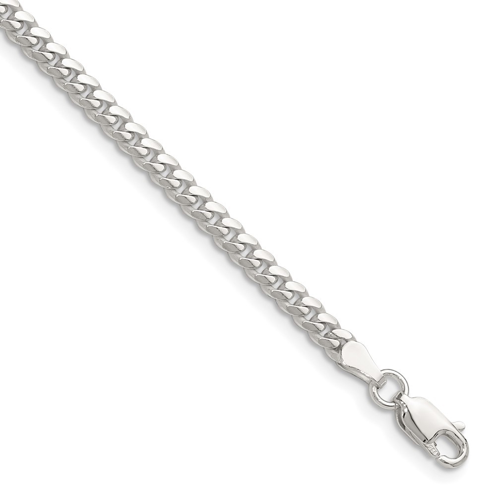 925 Sterling Silver Polished 3.4mm Domed Curb Chain Anklet 9