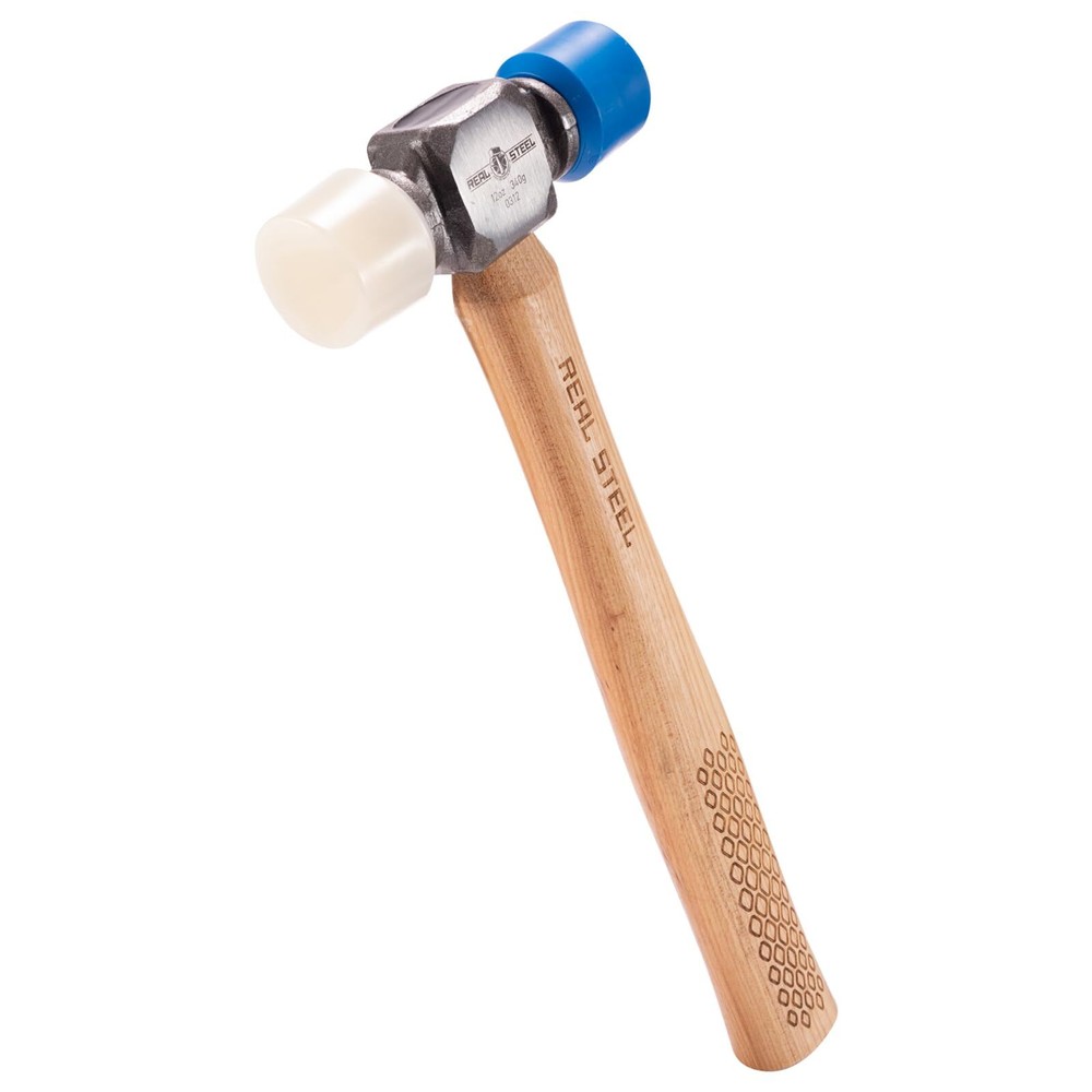 Rubber Mallet, 12 oz Double Face Hammer with Soft/Hard Tips & Hickory Wood Ha...