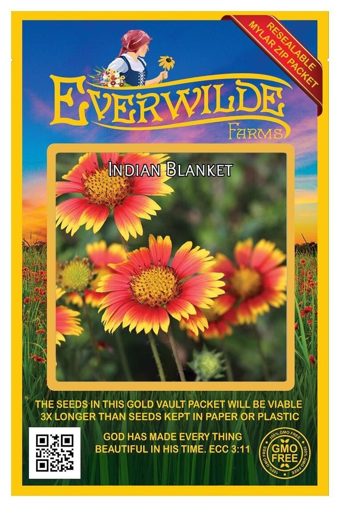 500 Indian Blanket Wildflower Seeds - Everwilde Farms Mylar Seed Packet