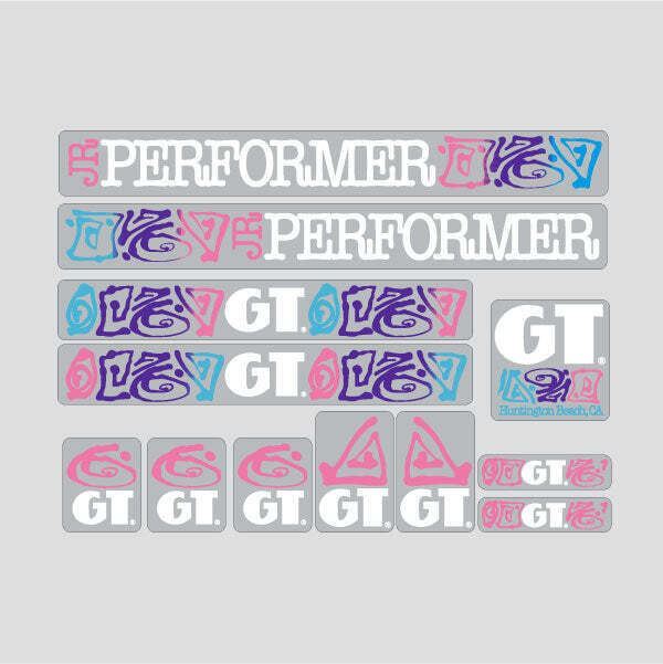 1989 GT BMX - Performer JR - Pink-White on Clear decal set