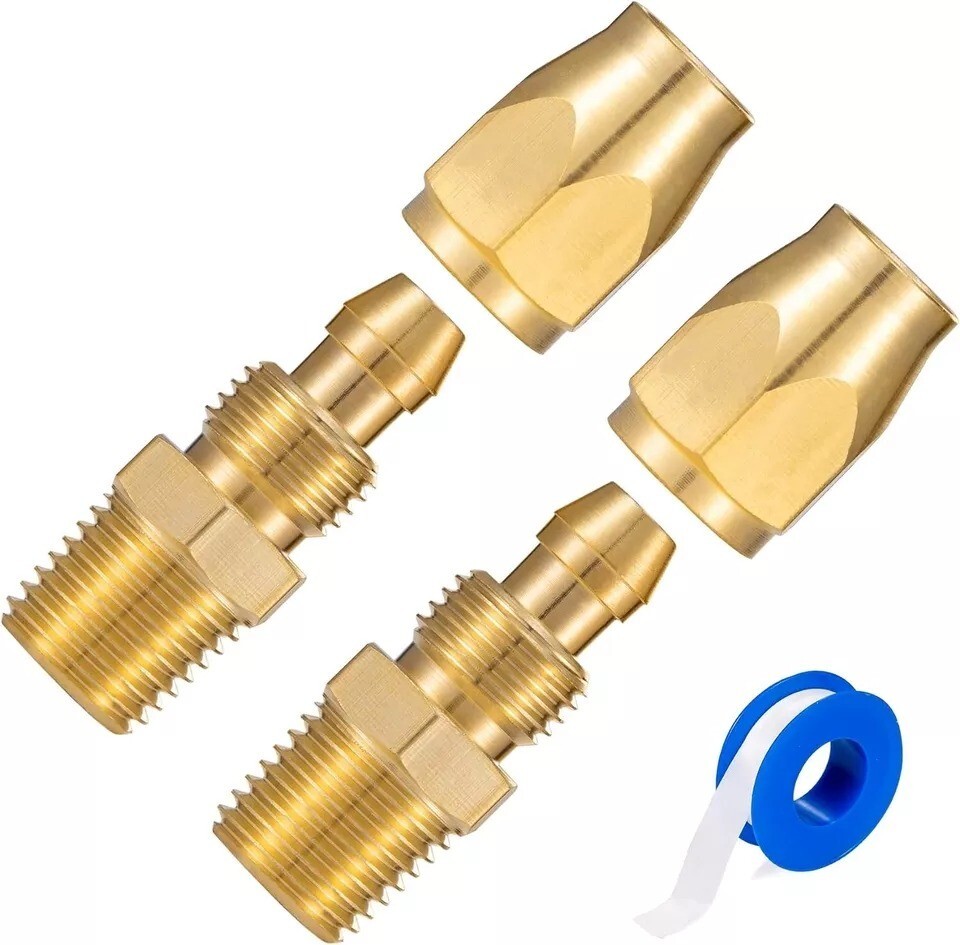 Air Hose Repair Kit 2 Pack 3/8-Inch Reusable Solid Brass Hose-End Rep New