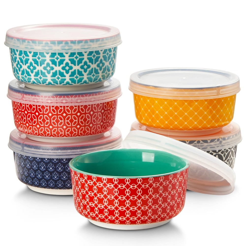 Ceramic Dipping Bowls with Lids 4.7 oz Condiment Sauce Cups