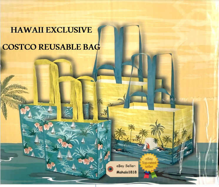 🌺Hawaii Exclusive Costco Reusable Shopping Bags Brand New Set Of 4 (2 L/ 2 XL)