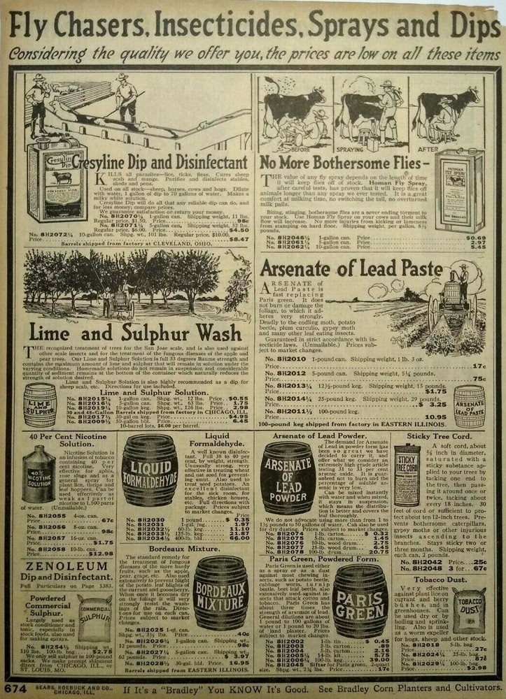 1917 Insecticide Exterminator Farming Art Sears Catalog Page Vintage Print Ad