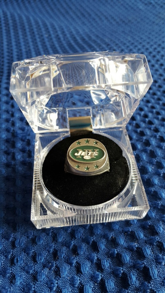 NEW YORK JETS HAND PAINTED  PEWTER RING  WITH TEAM LOGO SIZE 14  NEW
