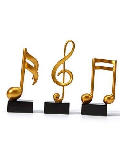 3pcs Music Note Decor Gifts Musical Figurine Modern Statue Sculpture Gold