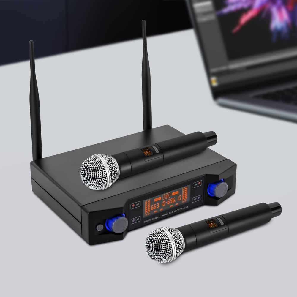 Professional Dual Wireless Microphone System for  SM58 Cordless Mic Set UHF
