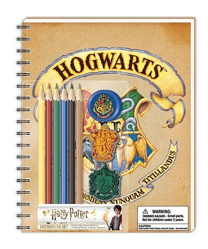 Harry Potter Sketchbook Set - Hogwarts Logo Spiral Bound w/ Pencils/Erasers