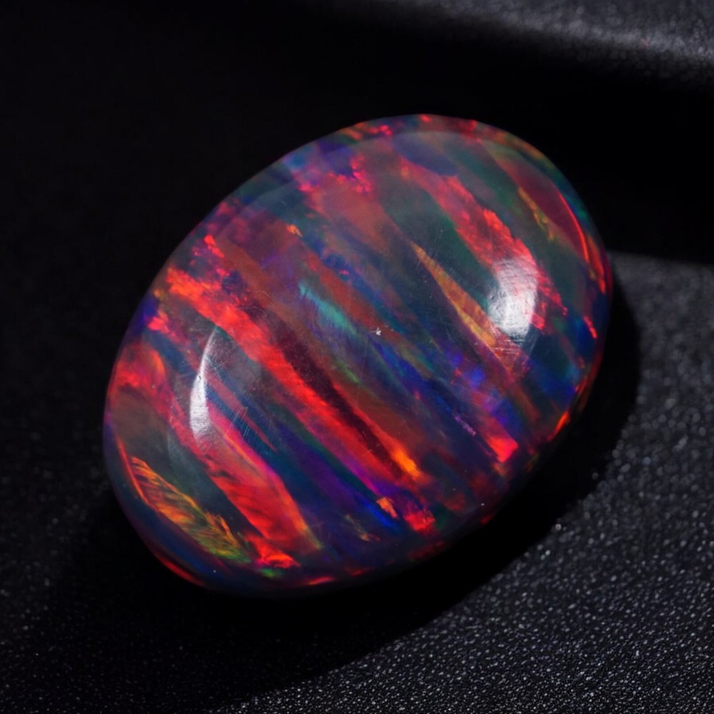 AAA+ Black Fire Opal Oval Cabochon 12x10mm 2.25ct Australian Loose Gemstone-image