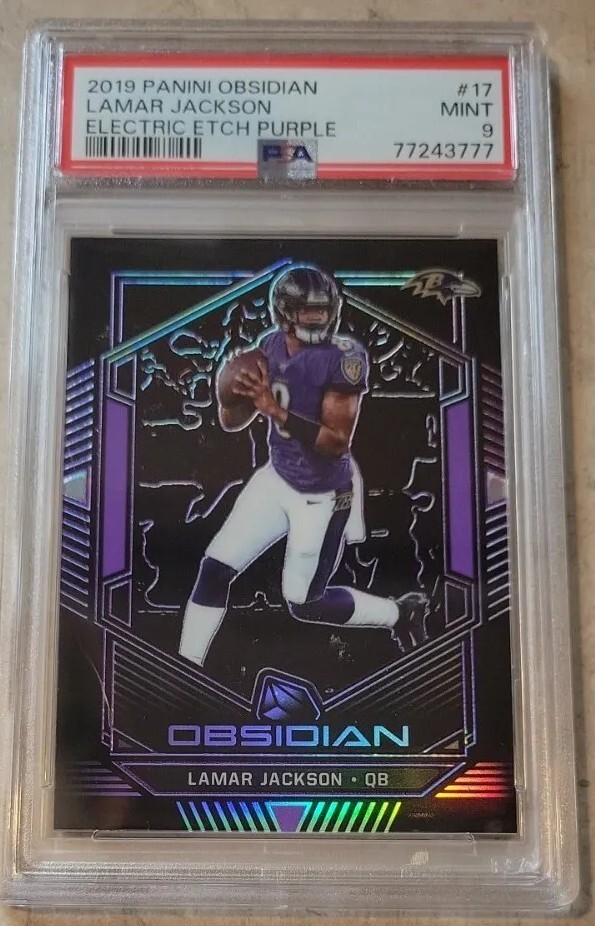LAMAR JACKSON 2019 OBSIDIAN ELECTRIC ETCH PURPLE  PSA 9 MINT RAVENS 🔥