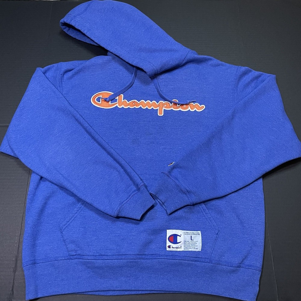 Vintage Champion Sweatshirt Hoodie Size Medium 90s Embroidered Spell Out Men’s L