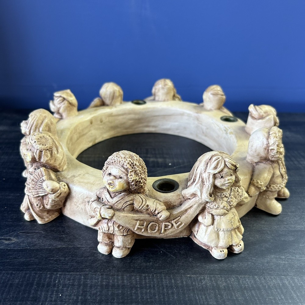 Vintage Advent Candle Holder Multicultural Children Christmas Wreath Abbey Press-image