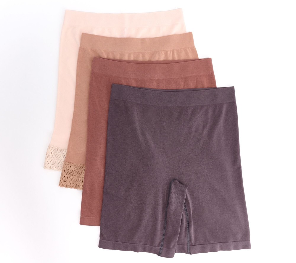 Breezies Women's Panties Sz M Comfort Breeze Seamless Long Beige A630841