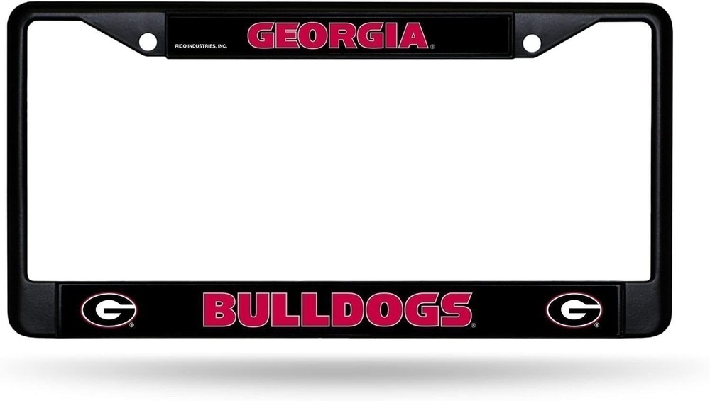 Georgia Bulldogs Black Metal License Plate Frame Chrome UGA Logo