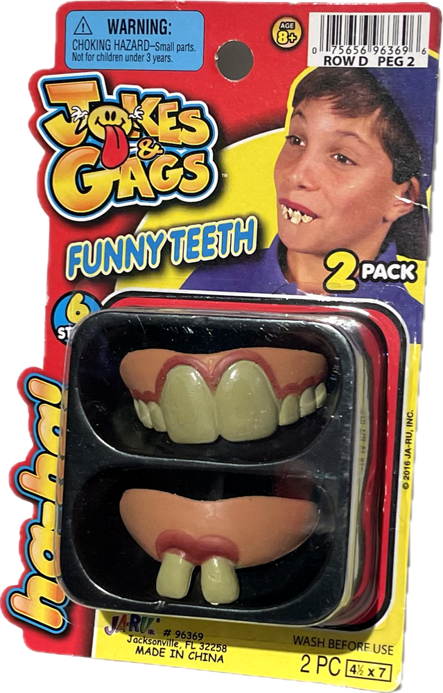 2 FUNNY JOKE TEETH Nerd Fake Hillbilly Bad Halloween Set Ugly Buck Rubber Prank