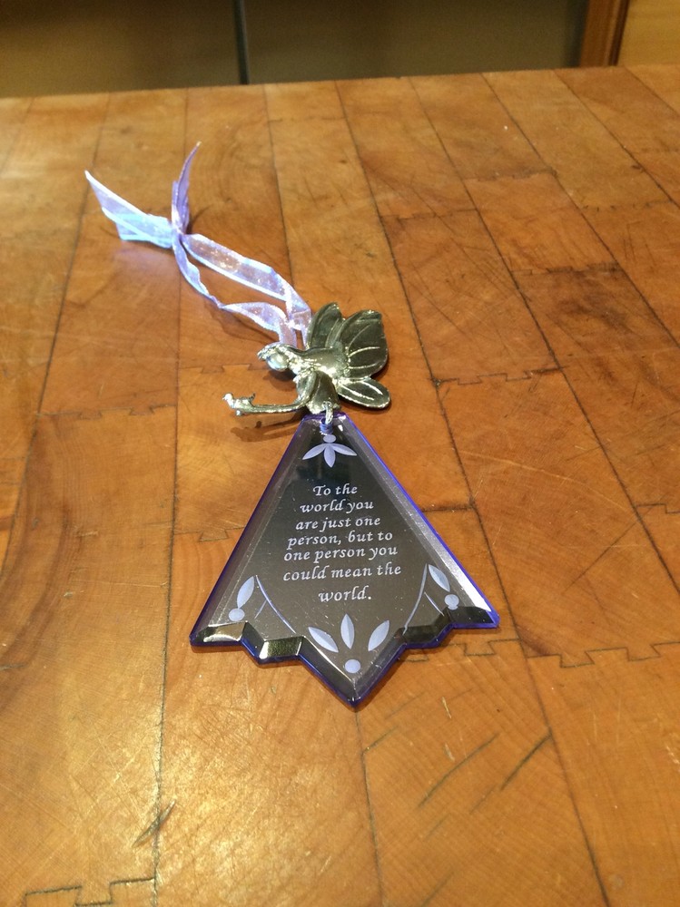 Silvertone 6 Inch Angel Ornament with Mirror Engraved TO THE WORLD YOU ARE JUST A PERSON-image