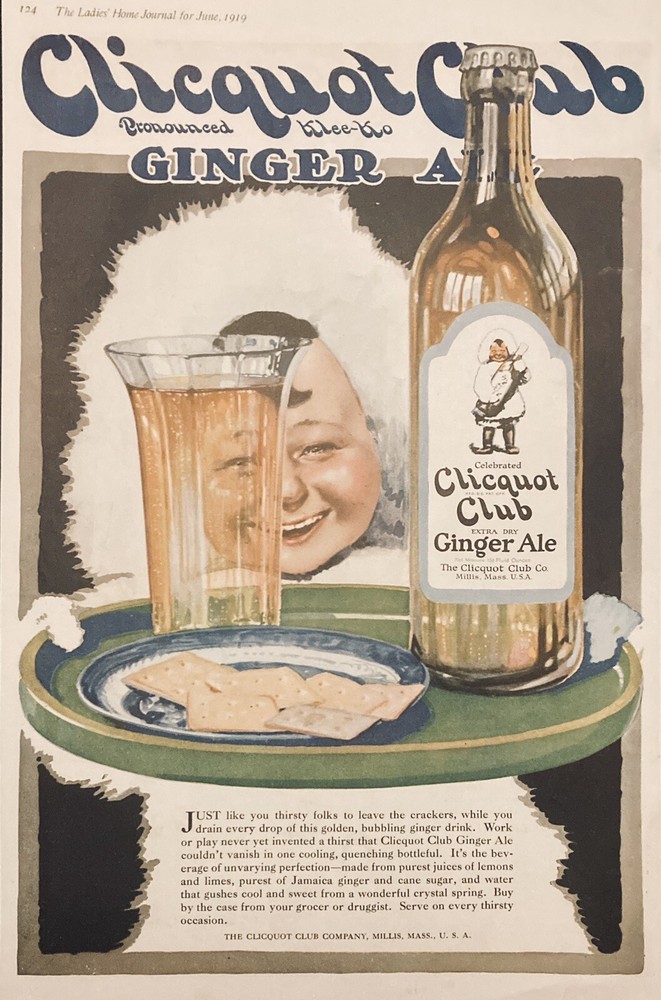 Vintage 1919 K18 Cliquot Club Co. Extra Dry Ginger Ale Millis Mass-image
