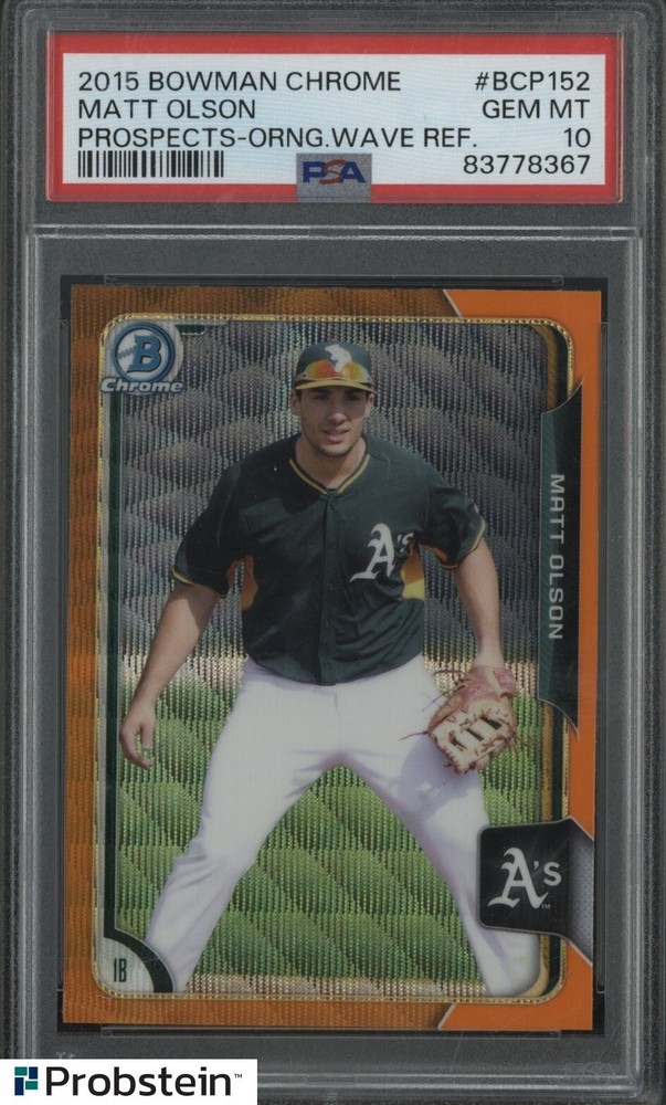 2015 Bowman Chrome Orange Wave Refractor Matt Olson A's PSA 10 GEM MINT