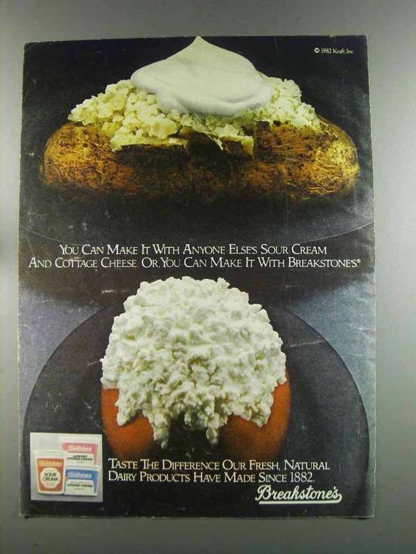 1982 Vintage Breakstone's Cottage Cheese and Sour Cream Retro Ad