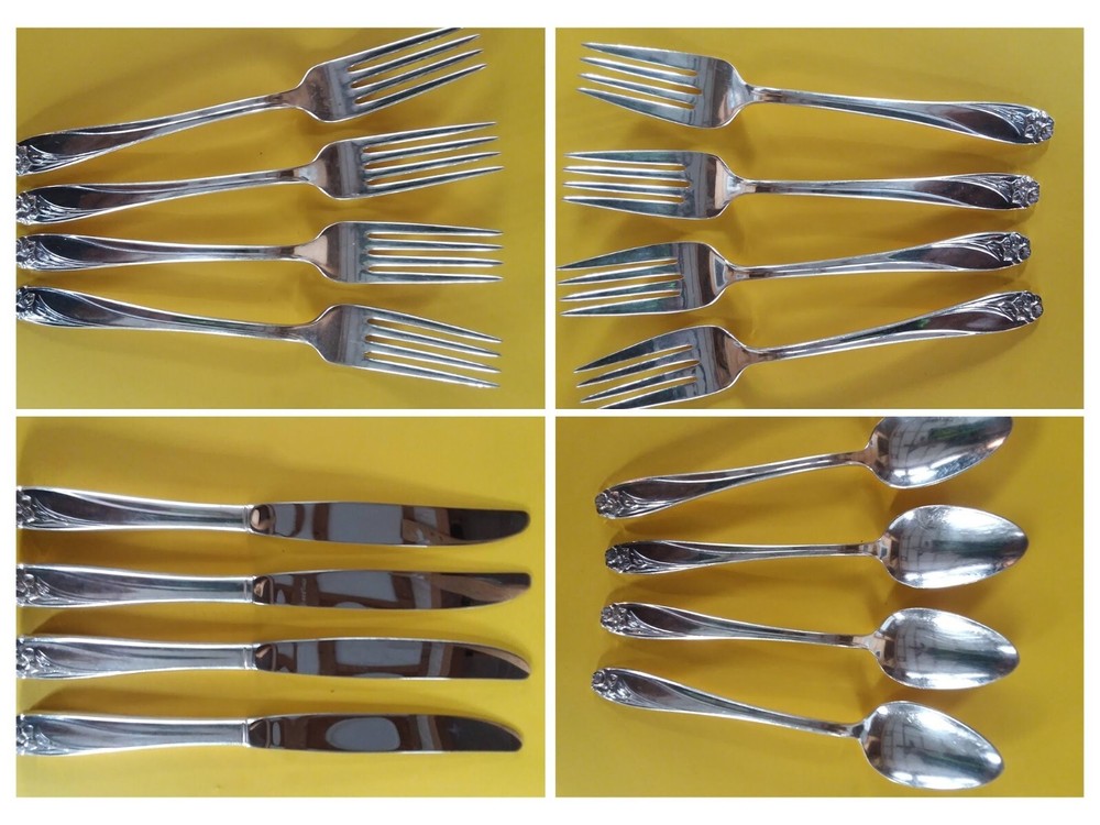 1847 Rogers Bros Daffodil SETS of 4 silverplate SELECT forks spoons &/or knives