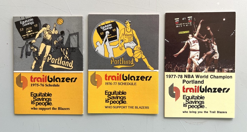 3 Portland Trail Blazers Schedules 1975-76, 1976-77 (World Champions) & 1977-78