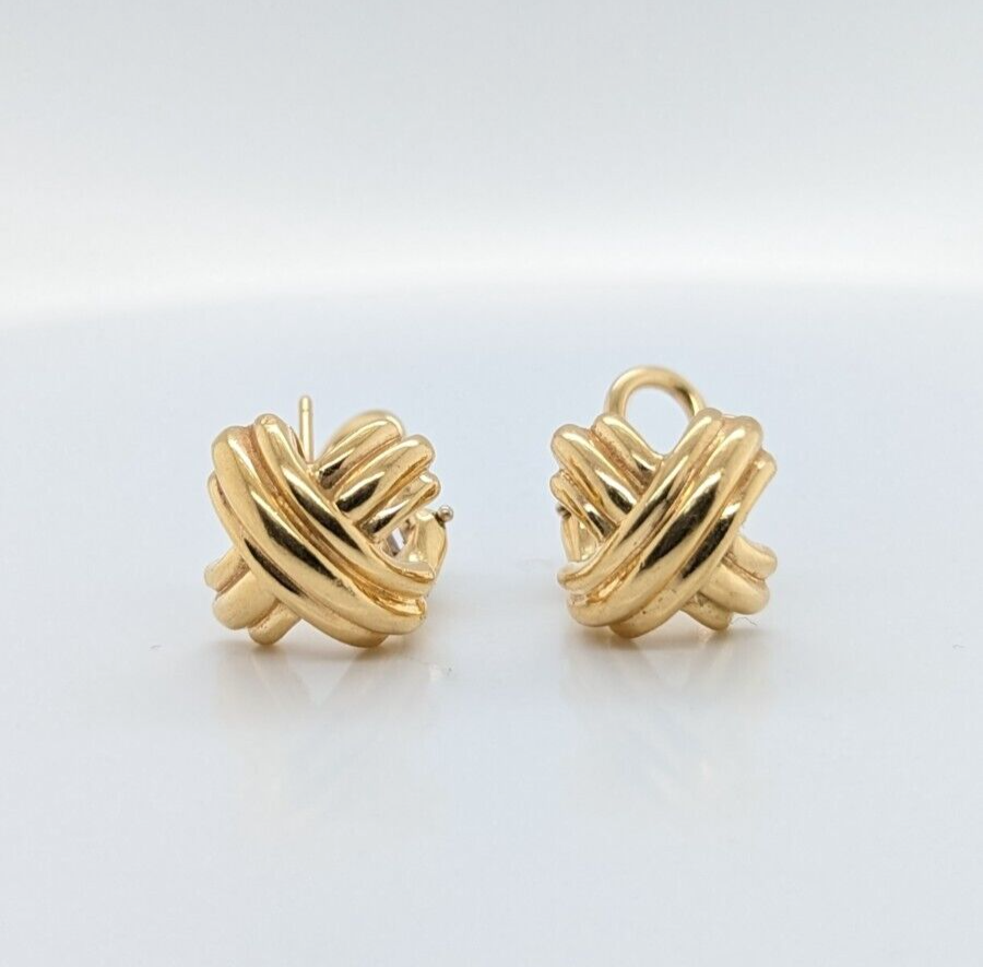 Tiffany & Co. 18K Yellow Gold Signature X Earrings - 12mm