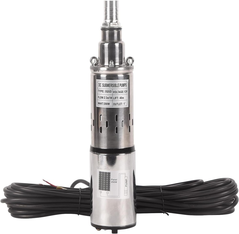 VICBAS Solar Water Pump Submersible Deep Well Pump 12V DC 10 GPM 98 ft 180W