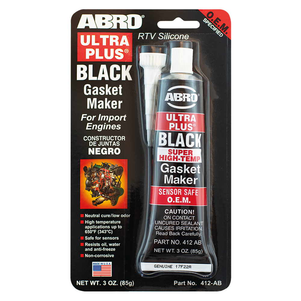 Abro Black 999 Ultra Plus High Temp RTV Silicone Sealant Gasket Maker 412-AB