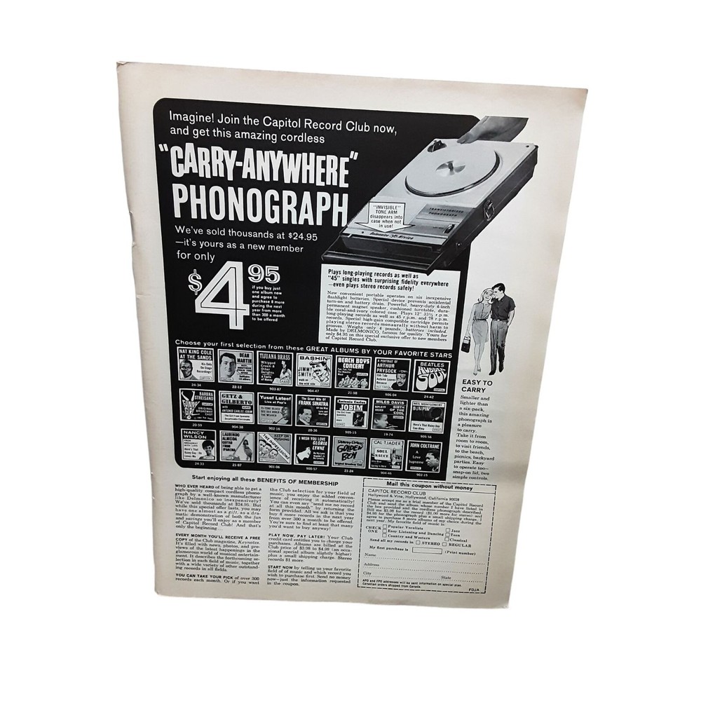 1966 Capitol Record Club Original Ad Vintage-image