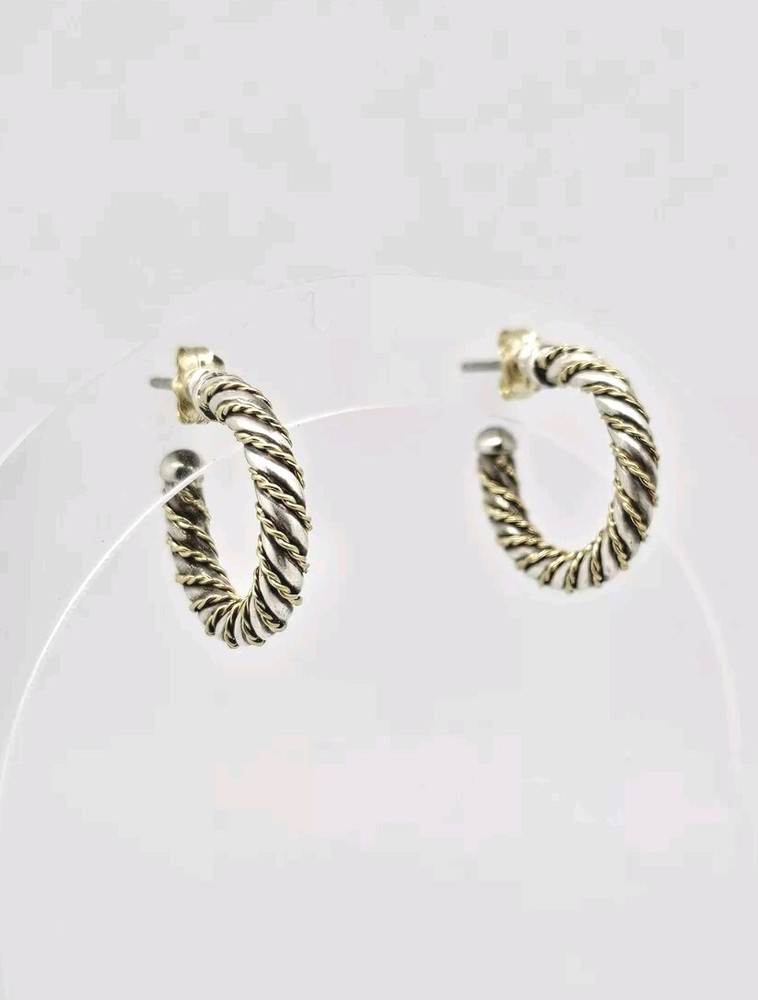 Tiffany & Co Vintage Sterling Silver And Gold Twisted Hoop Earrings