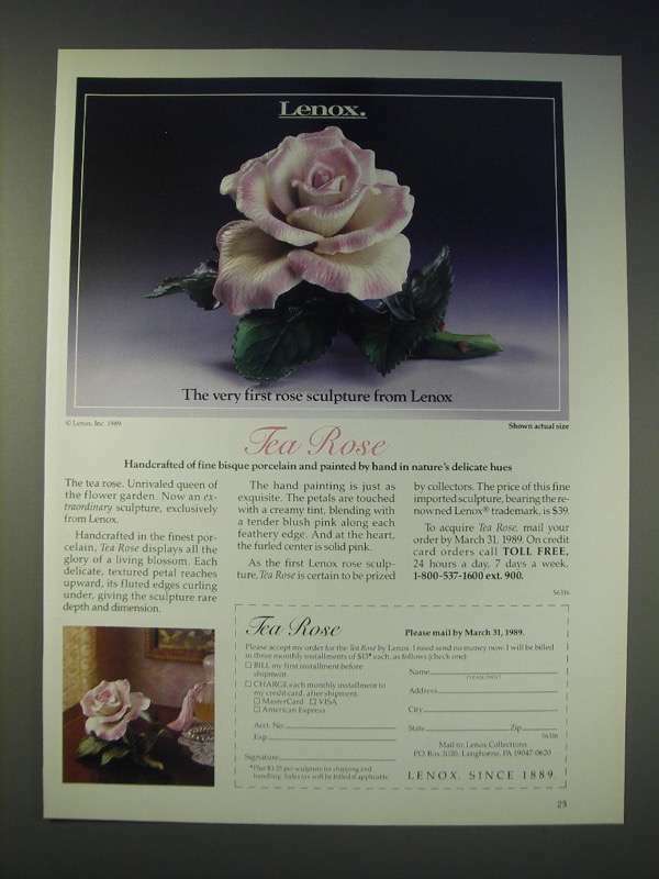 1989 Lenox Tea Rose Ad - Lenox. The very first rose sculpture from Lenox