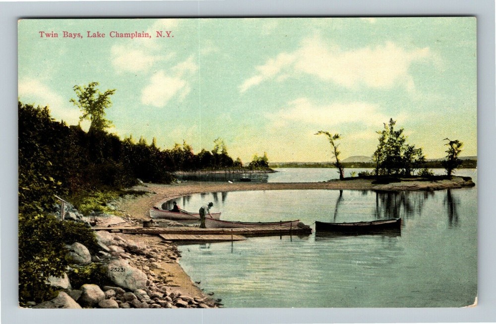 Lake Champlain NY-New York Twin Bays Vintage Souvenir Postcard